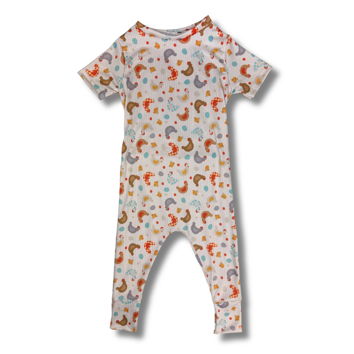 Short Sleeve Romper - What the Cluck