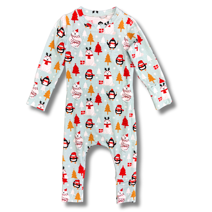 Bamboo Long Sleeve Romper in Arctic Antics