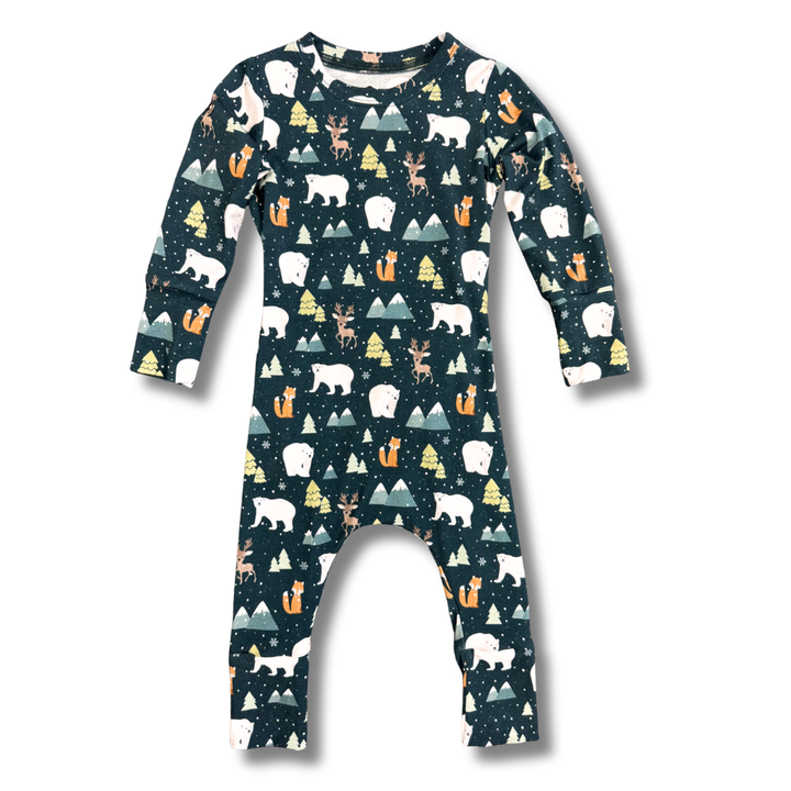 Bamboo Long Sleeve Romper in Polar Pals