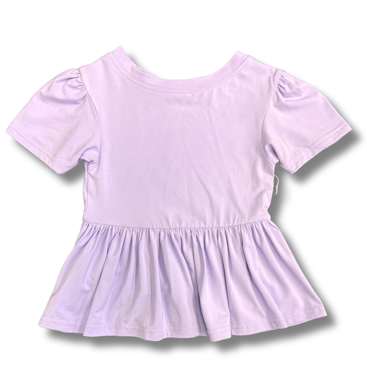 Bamboo Short Sleeve Peplum Top in Lilac