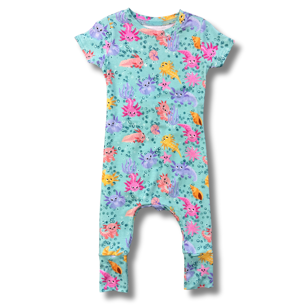 Bamboo Short Sleeve Romper in Axolotl Questions