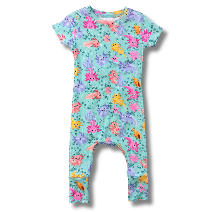 Bamboo Short Sleeve Romper in Axolotl Questions