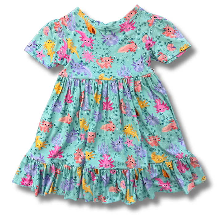 Bamboo Short Sleeve Twirl Dress in Axolotl Questions