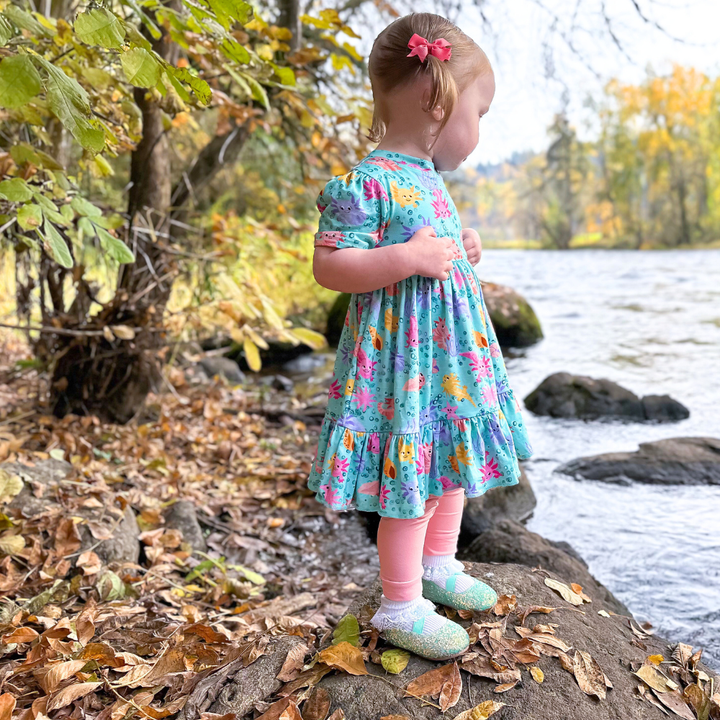 Bamboo Short Sleeve Twirl Dress in Axolotl Questions