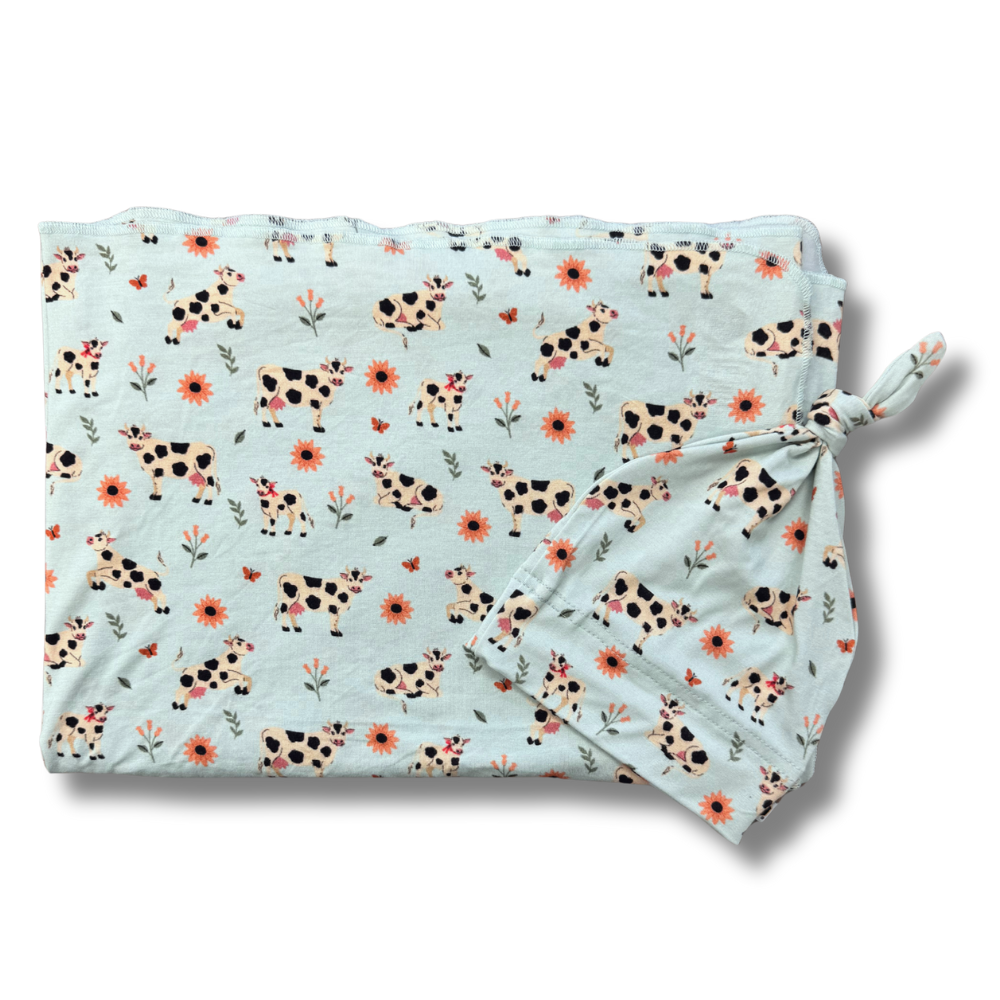 Bamboo Stretch Swaddle Set in Moo & You