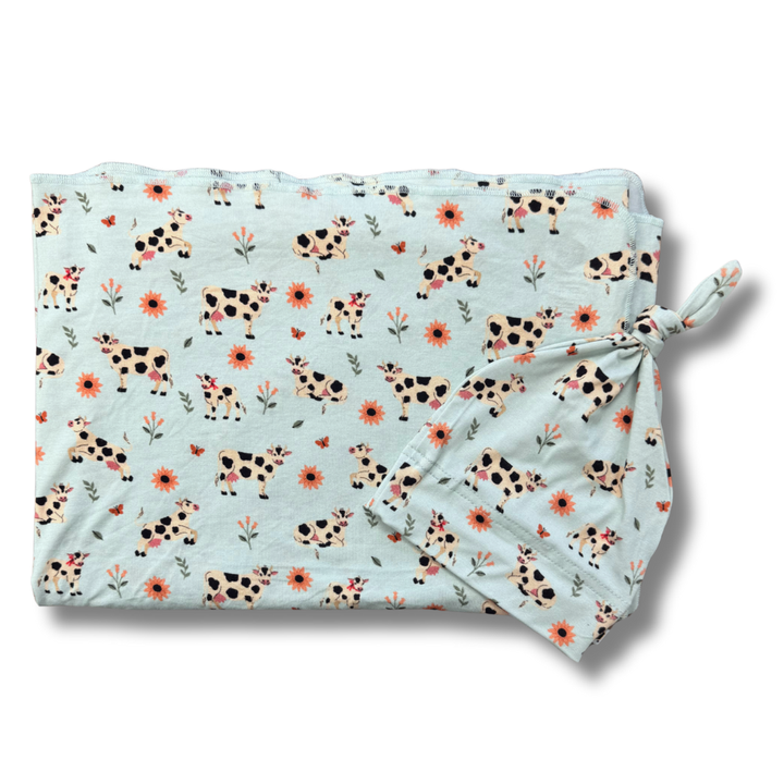 Bamboo Stretch Swaddle Set in Moo & You