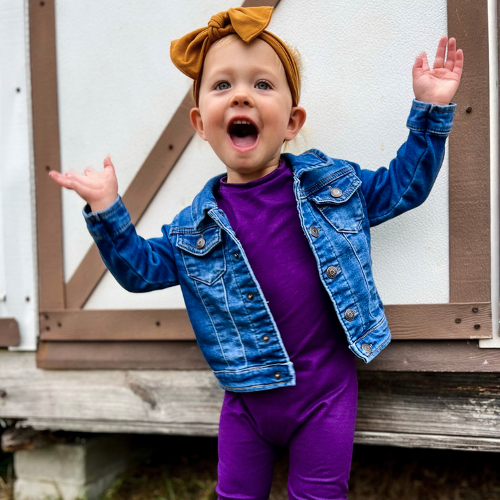 Bamboo Long Sleeve Romper in Amethyst