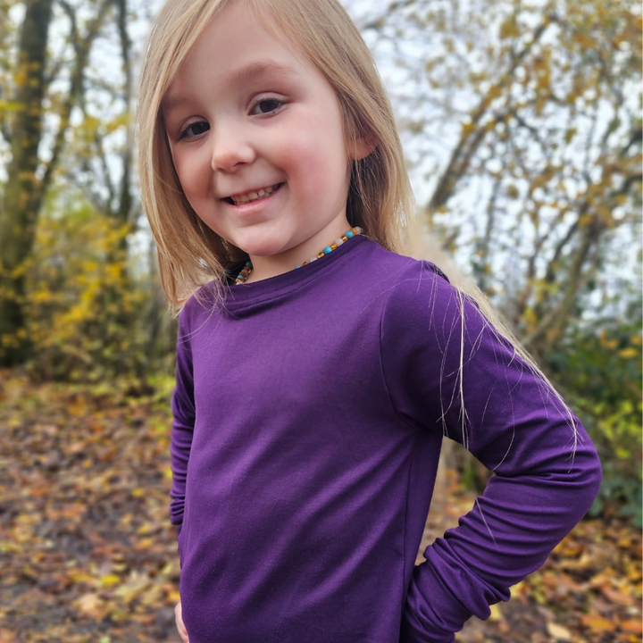 Bamboo Long Sleeve Crew Neck Tee in Amethyst