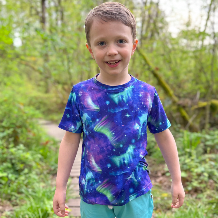 Bamboo Short Sleeve Crew Neck Tee in Ivalo Skies