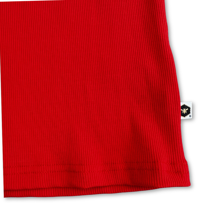 Bamboo Adult Short Sleeve Crew Neck Tee in Ribbed Cherry Red