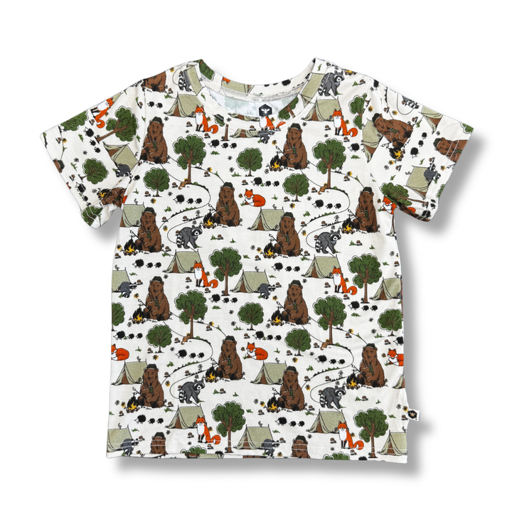 Bamboo Short Sleeve Crew Neck Tee in Happy Camper