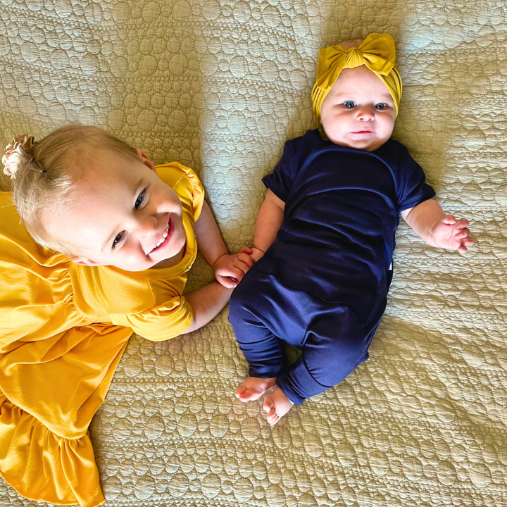 Bamboo Short Sleeve Romper in Navy