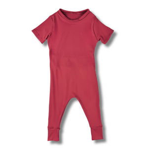 Bamboo Short Sleeve Romper in Brick