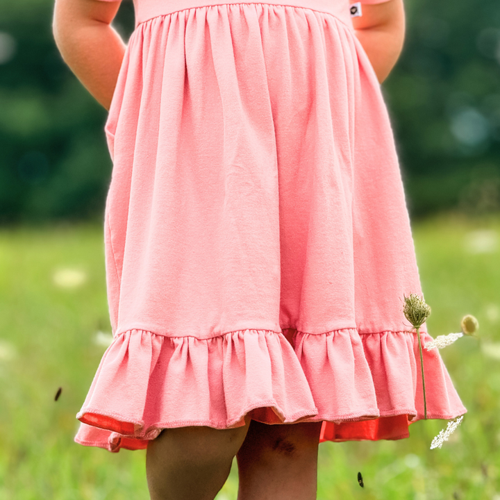 Bamboo Short Sleeve Twirl Dress in Pink Lemonade