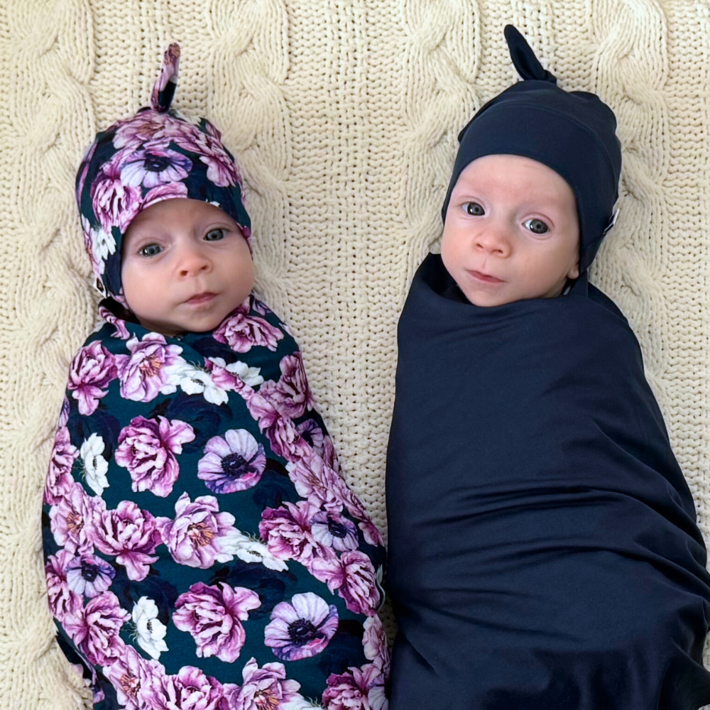 Bamboo Stretch Swaddle Set in Navy