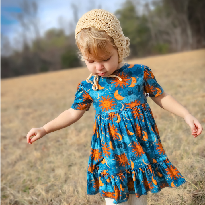 Bamboo Short Sleeve Twirl Dress in Sol Mates