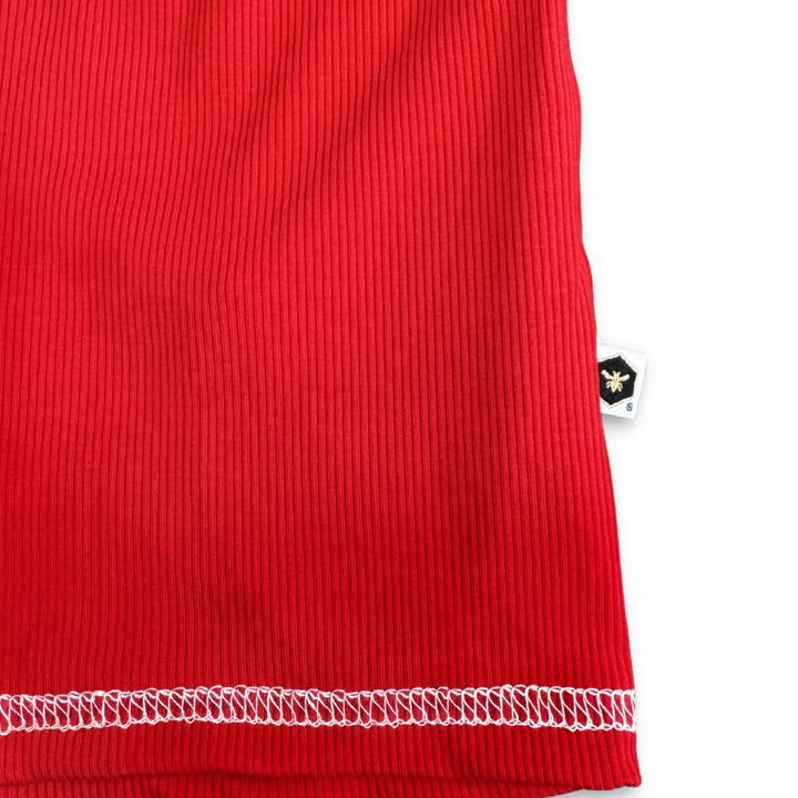 Bamboo Jogger Shorts in Ribbed Cherry Red