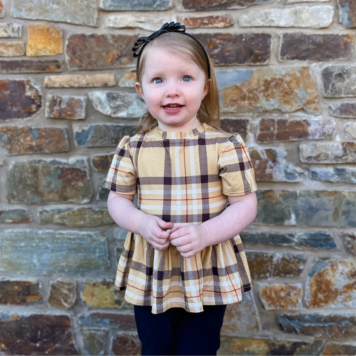 Bamboo Short Sleeve Peplum Top in Uptown