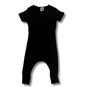 Bamboo Short Sleeve Romper in Black
