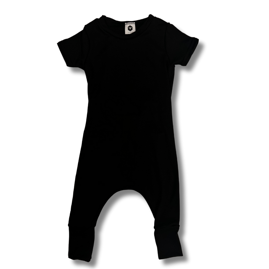 Bamboo Short Sleeve Romper in Black