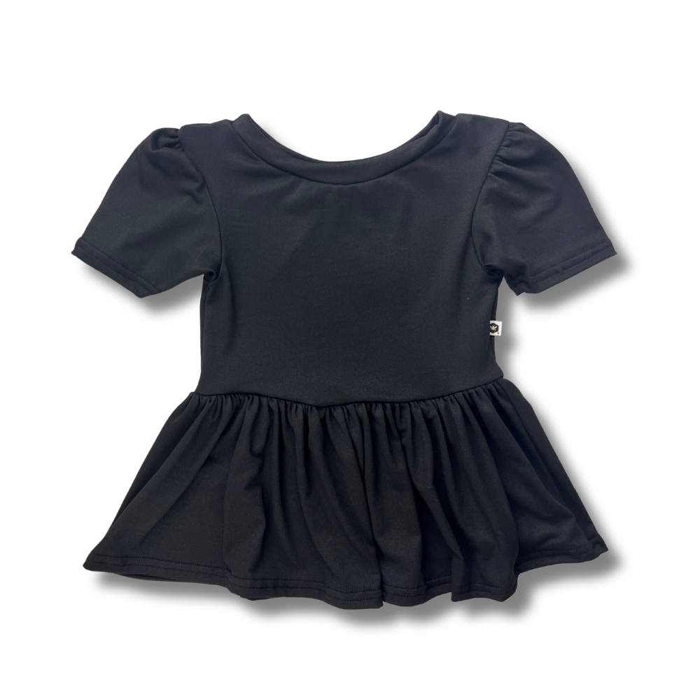 Short Sleeve Peplum Top - Basic Black