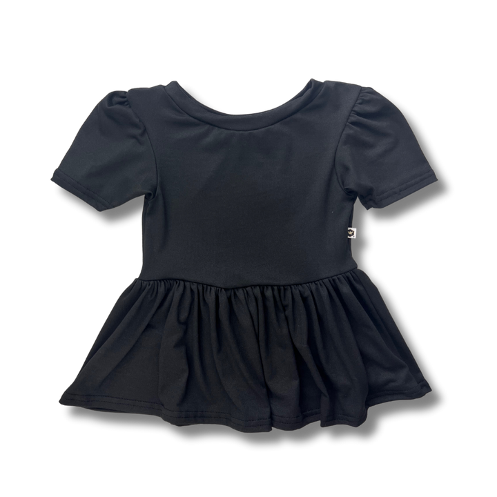 Short Sleeve Peplum Top - Basic Black