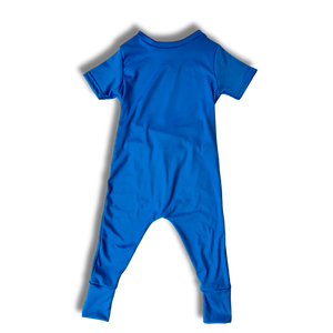 Short Sleeve Romper - Blue Scuba