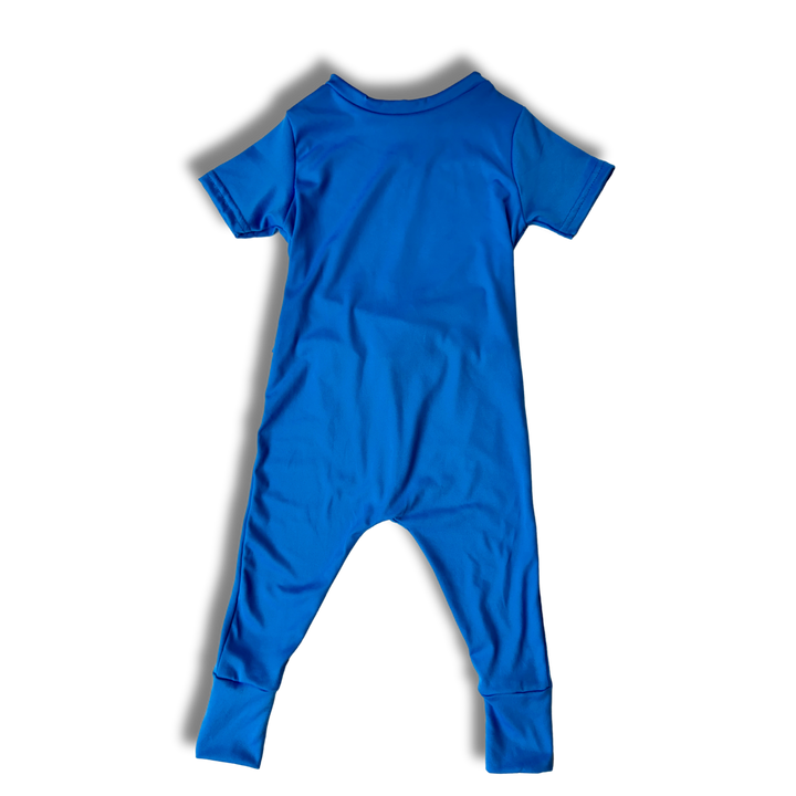 Short Sleeve Romper - Blue Scuba