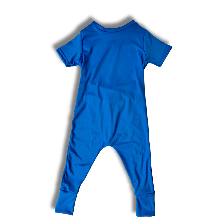 Short Sleeve Romper - Blue Scuba