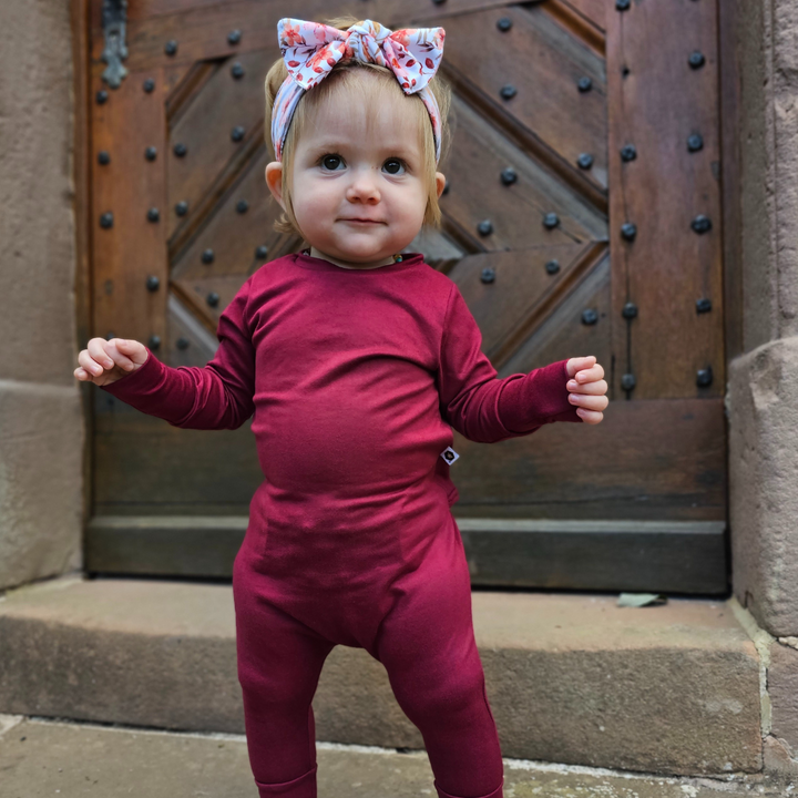 Long Sleeve Romper - Burgundy