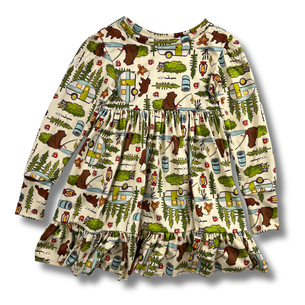 Long Sleeve Twirl Dress - Campfire Tails