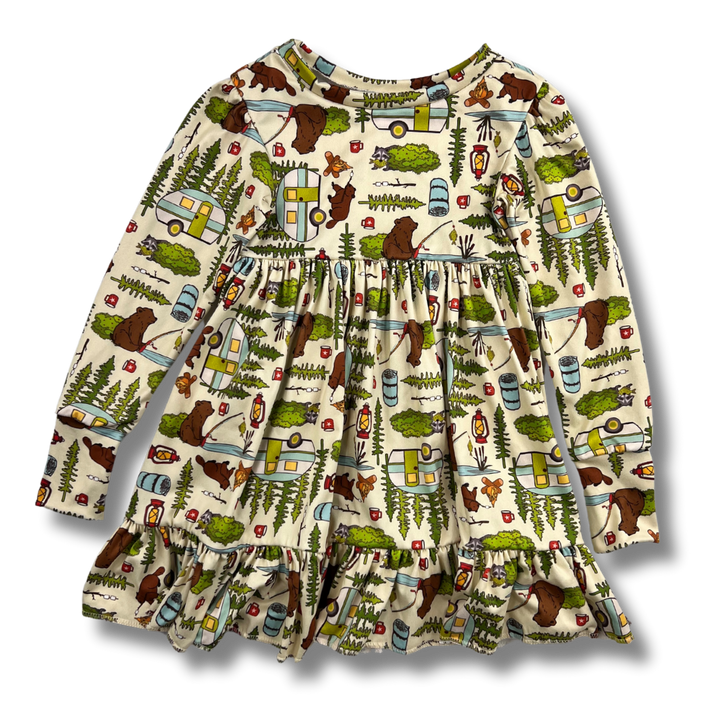 Long Sleeve Twirl Dress - Campfire Tails