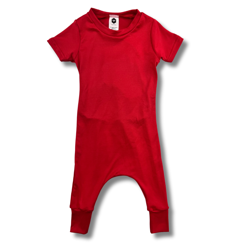 Short Sleeve Romper - Cherry Red