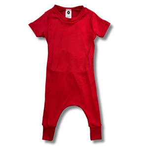 Short Sleeve Romper - Cherry Red