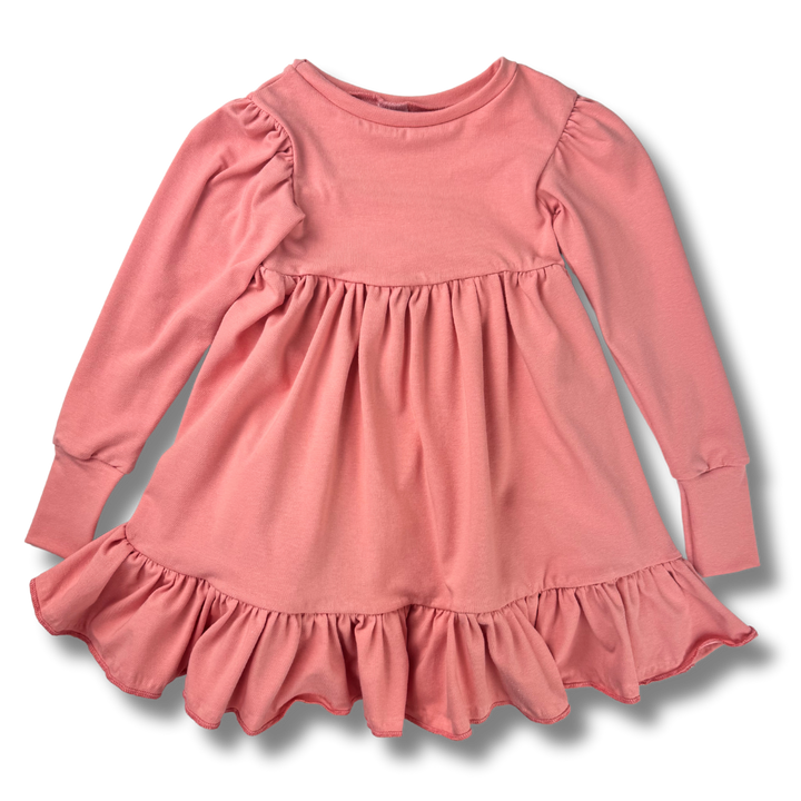 Naturals - Long Sleeve Twirl Dress - Dusty Pink