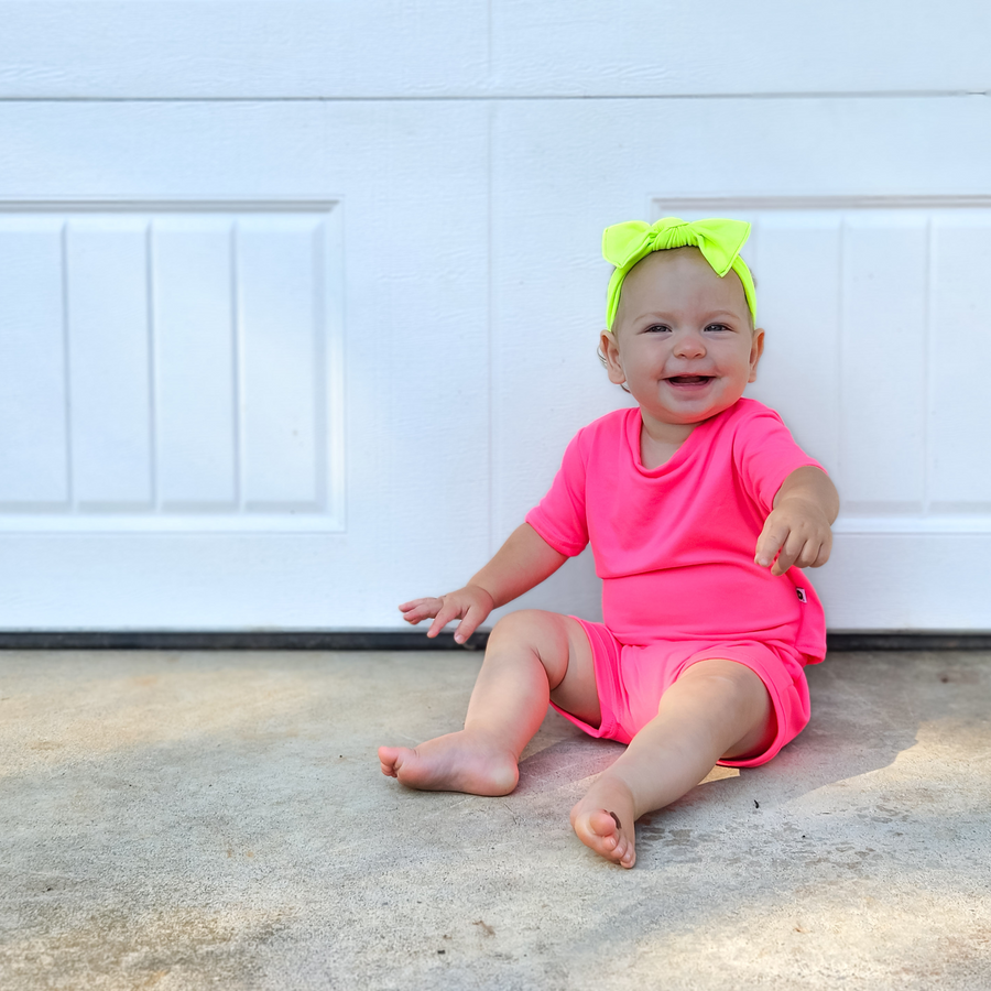 Short Sleeve Jumper - Highlighter Pink