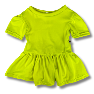 Short Sleeve Peplum Top - Electric Yellow