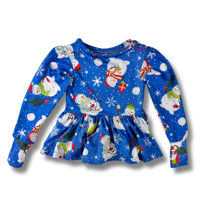 Long Sleeve Peplum Top - Frosty Friends