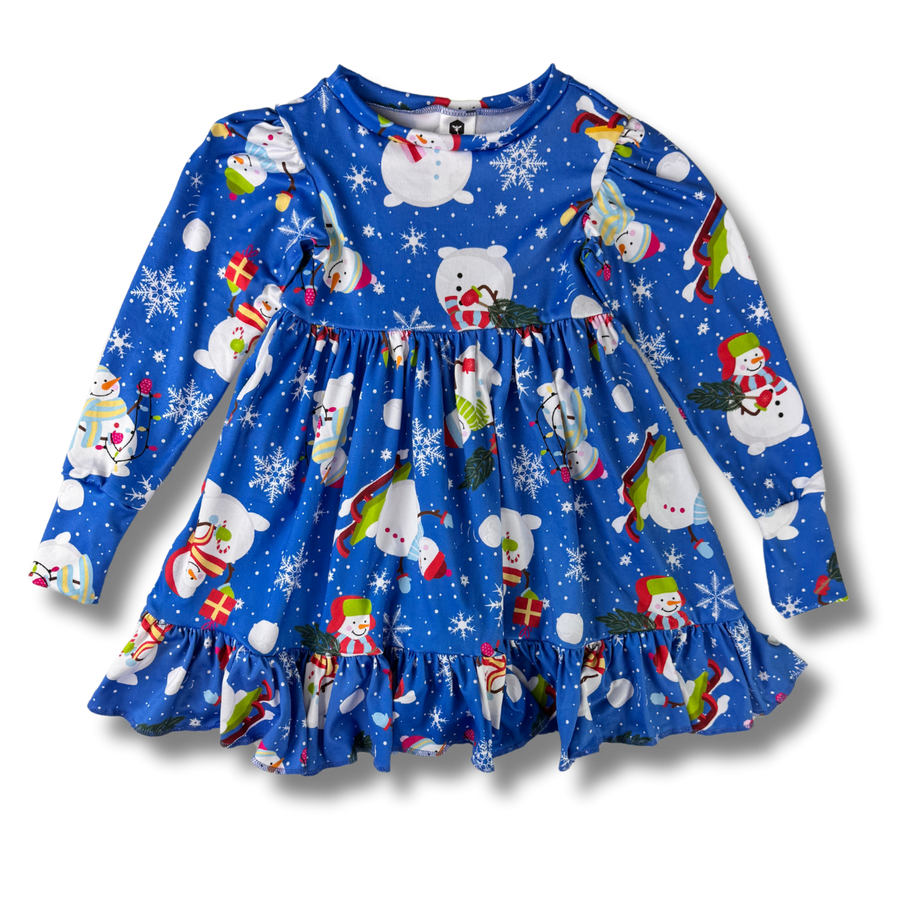 Long Sleeve Twirl Dress - Frosty Friends