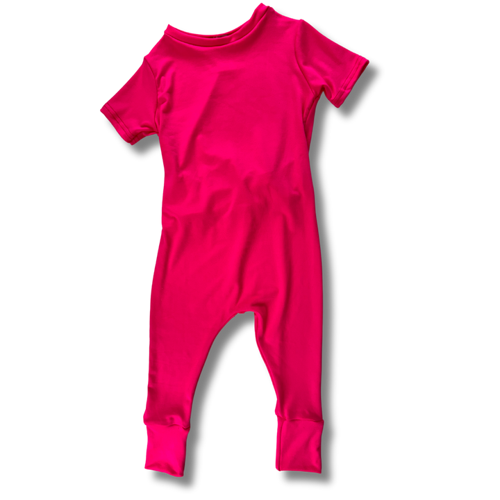 Short Sleeve Romper - Highlighter Pink