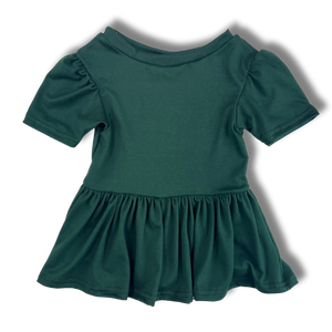 Short Sleeve Peplum Top - Hunter Green