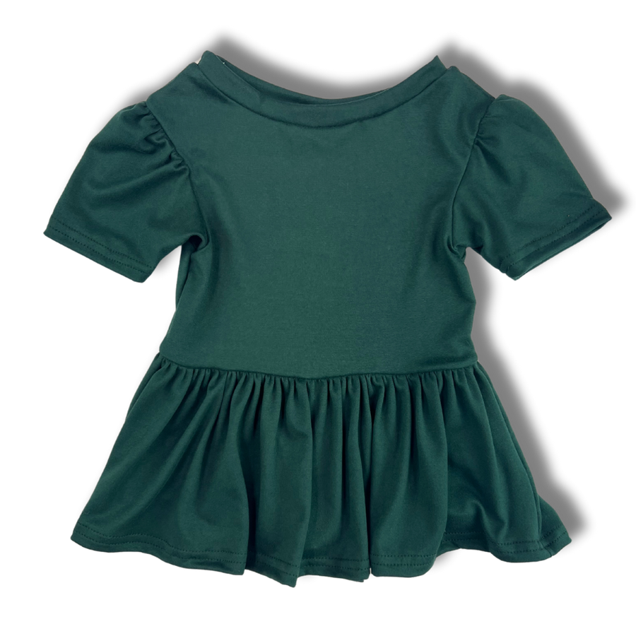 Short Sleeve Peplum Top - Hunter Green