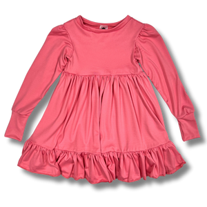 Long Sleeve Twirl Dress - Jelly Bean Pink