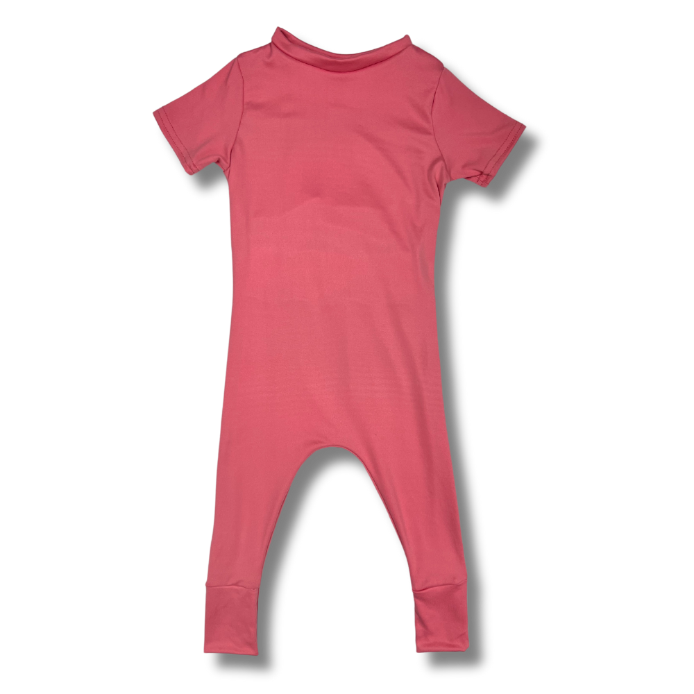 Short Sleeve Romper - Jelly Bean Pink