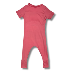 Short Sleeve Romper - Jelly Bean Pink