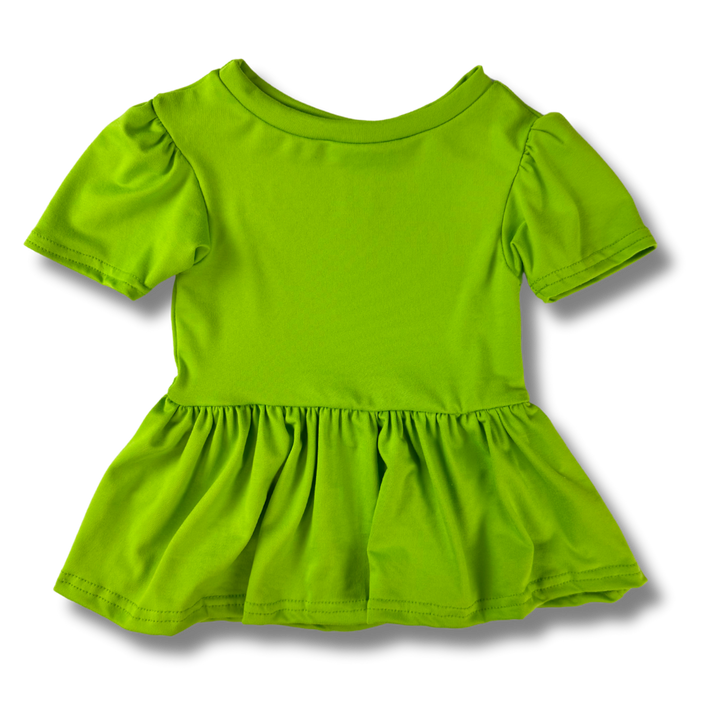 Short Sleeve Peplum Top - Lime Green