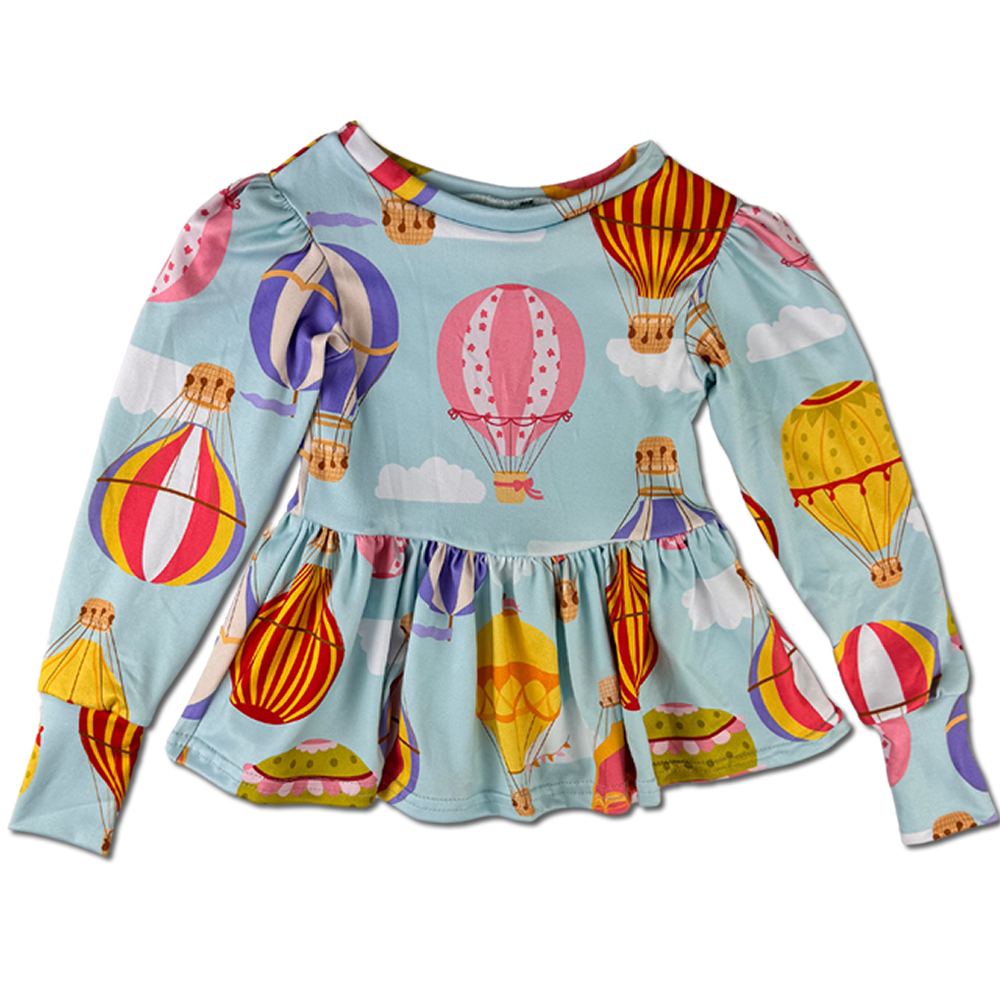 Long Sleeve Peplum Top - Up, Up And Away