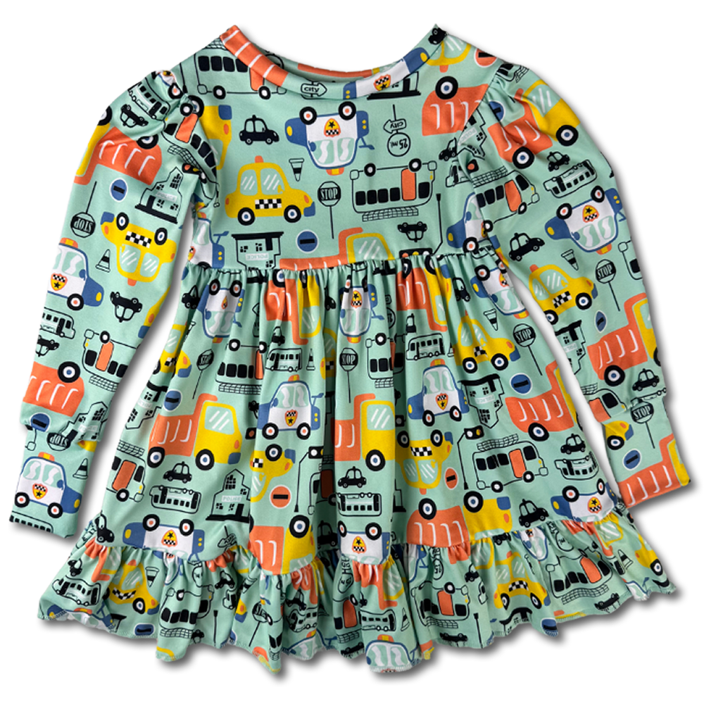 Long Sleeve Twirl Dress - On A Roll