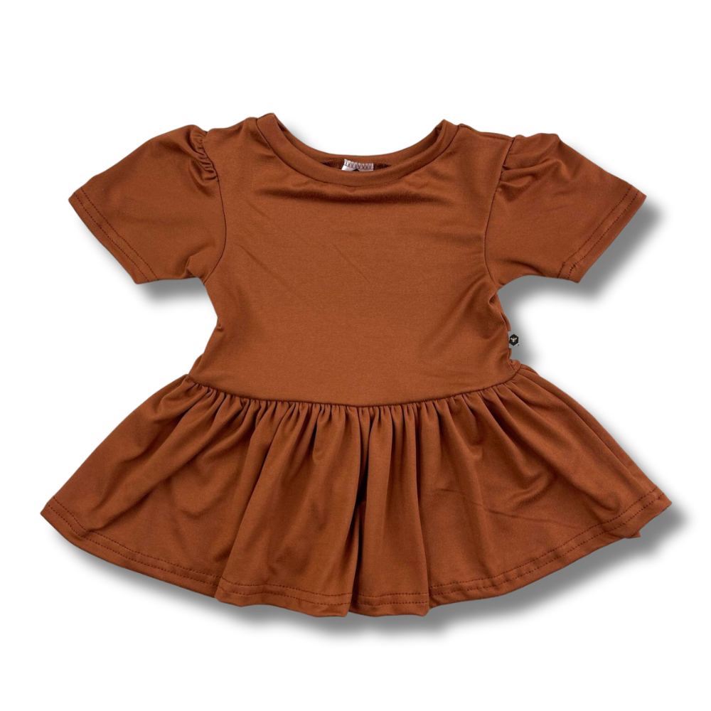 Short Sleeve Peplum Top - Mocha