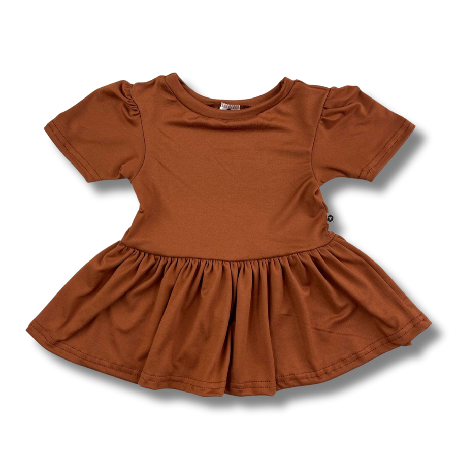 Short Sleeve Peplum Top - Mocha